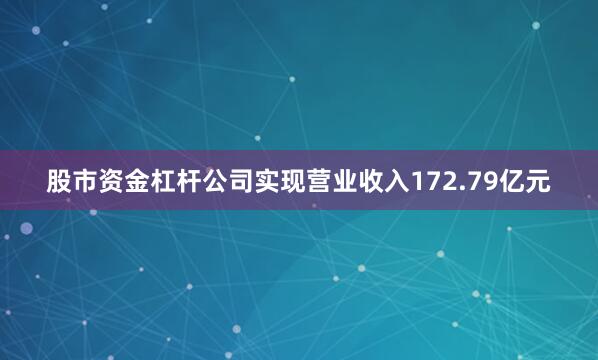股市资金杠杆公司实现营业收入172.79亿元